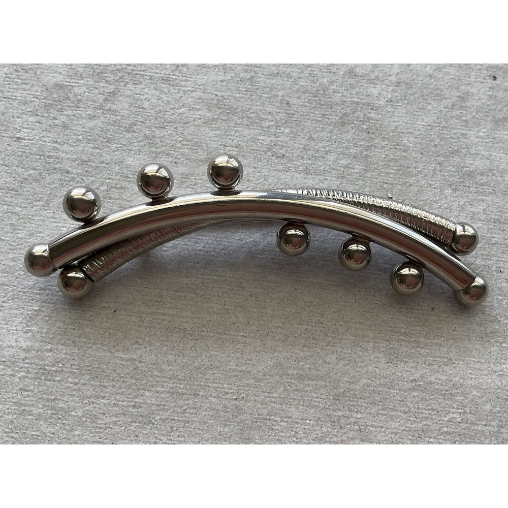vintage Kramer of New York silver-tone brooch Raised Ball Bead Curve Design